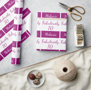 70:e födelsedag ROSA Fabulous 70 Omslagning Papper Presentpapper