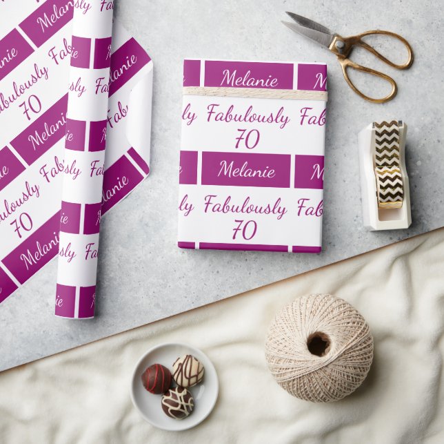 70:e födelsedag ROSA Fabulous 70 Omslagning Papper Presentpapper (Hantverk)