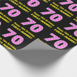 70:e födelsedag: Rosa Rand och örter "70" + Namn Presentpapper