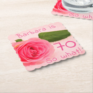 70:e födelsedag Rosa ros eget namn Motivering Underlägg Papper