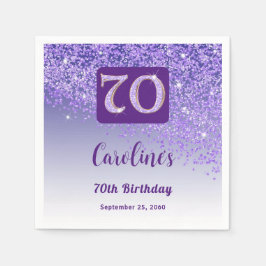70:e födelsedag Söt Lila Glitter Pappersservett