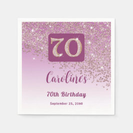 70:e födelsedag Söt Ro Guld Glitter Pappersservett