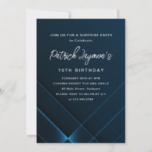 70:e födelsedag Surprise Party Mörk blått Geometri Inbjudningar