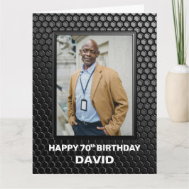 70:e födelsedag: Svart geometrisk Anpassningsbar i Kort