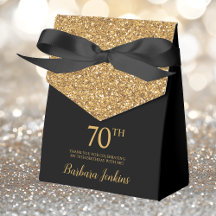 70:e födelsedag Svarta Guld Glitter Tack