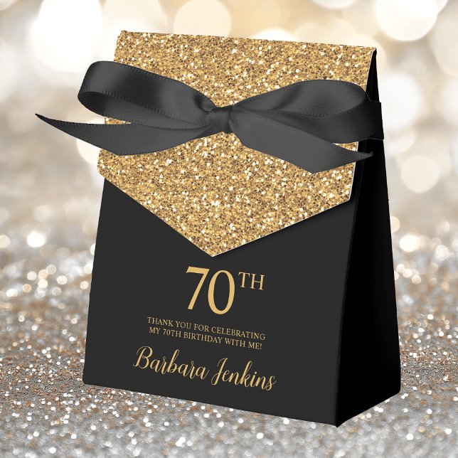 70:e födelsedag Svarta Guld Glitter Tack Presentaskar (Skapare uppladdad)