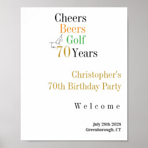 70:e födelsedag Välkomstecken för Golf Cheers Öl P Poster