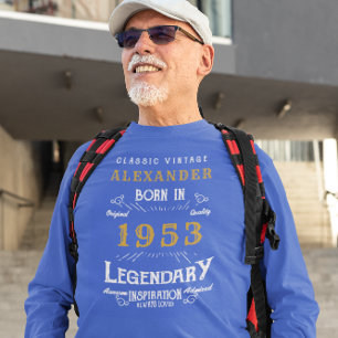70:e födelsedagen 1953 Lägg till Namn Blue Guld Le T Shirt