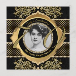 70:e födelsedagen 70:e Guld Diamond Photo Ram Inbjudningar