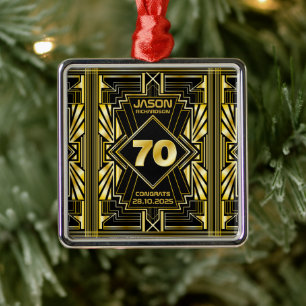 70:e födelsedagen Art Deco Guld Black Underbar Ga Julgransprydnad Metall