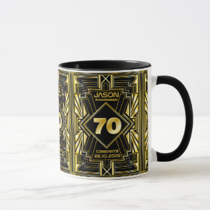 70:e födelsedagen Art Deco Guld Black Underbar Ga Mugg