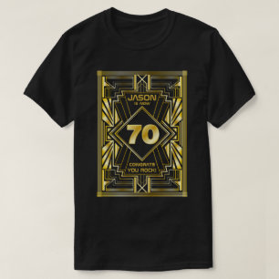 70:e födelsedagen Art Deco Guld Black Underbar Ga T Shirt