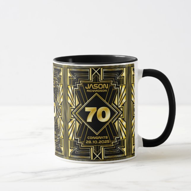 70:e födelsedagen Art Deco Guld Black Underbar Gat Mugg (Höger)