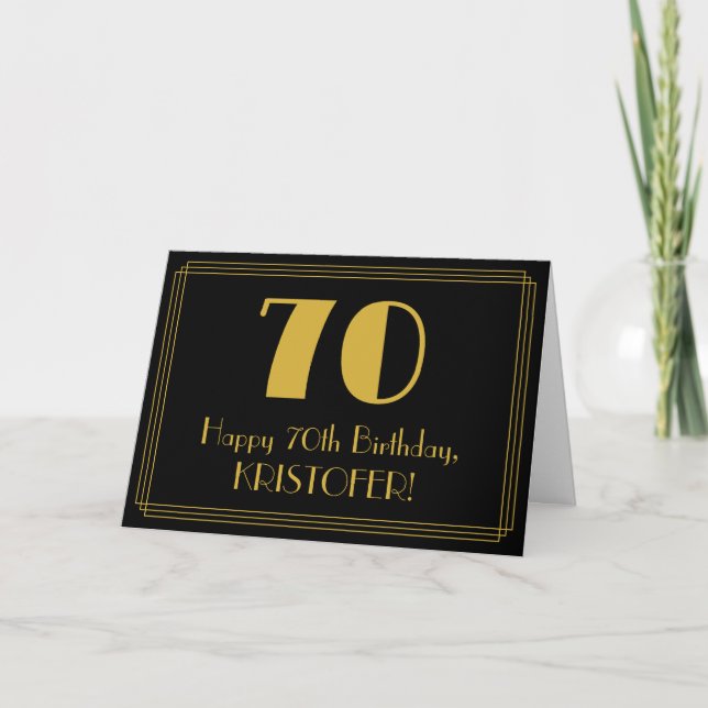 70:e födelsedagen: Art Deco Inspired Titta "70" +  Kort (Framsida)