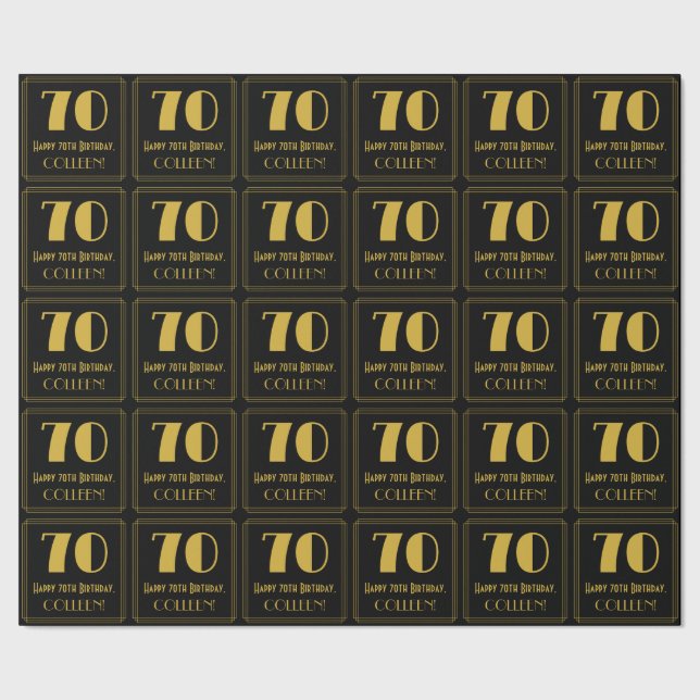70:e födelsedagen ~ Art Deco Inspired Titta "70",  Presentpapper (Seam)