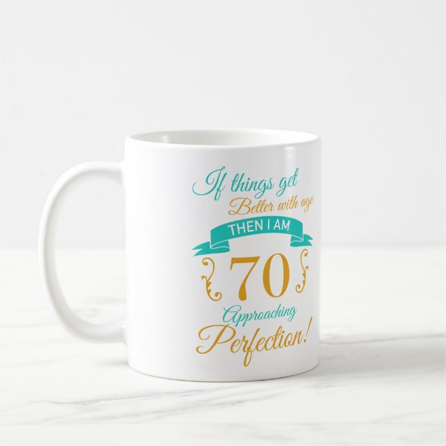 70:e födelsedagen bättre med åldern kaffemugg (Vänster)