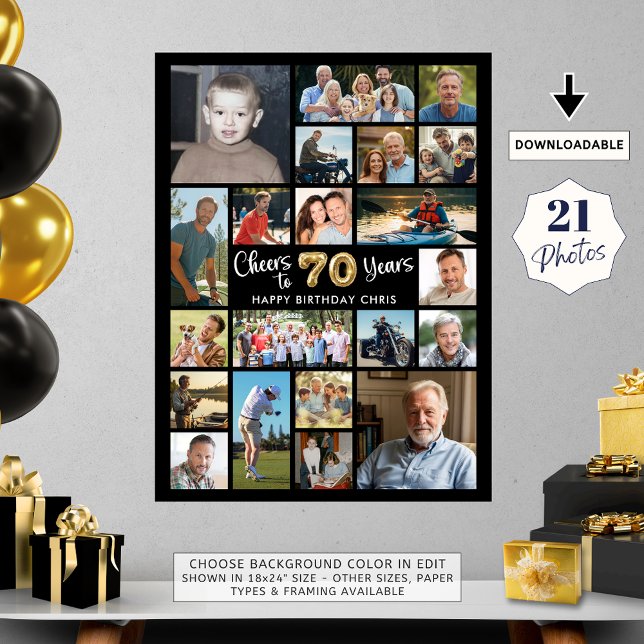 70:e födelsedagen Black Guld 21 Fotoboers i år Poster (Skapare uppladdad)
