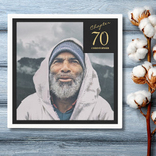 70:e födelsedagen Black Guld Kapitel 70 Foto Pappersservett