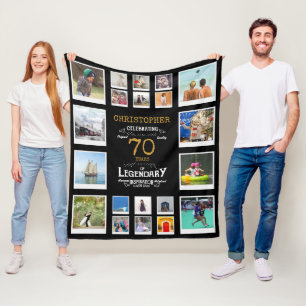 70:e födelsedagen Black Guld Legendary 20 Foto Fleecefilt