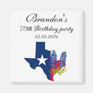 70:e födelsedagen Blånät Texas-blommans Blommigt Magnet