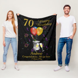 70:e födelsedagen Champagne Black Fleece Blanket