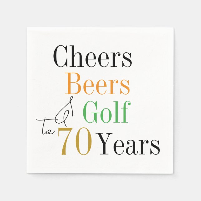 70:e födelsedagen Cheers och Öl Golf Minimum Pappersservett (Framsidan)