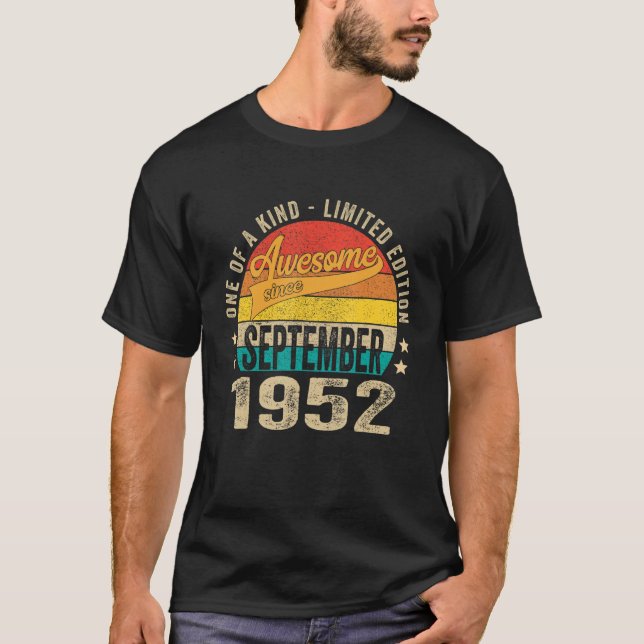 70:e födelsedagen Fantastisk sedan september 1952  T Shirt (Framsida)