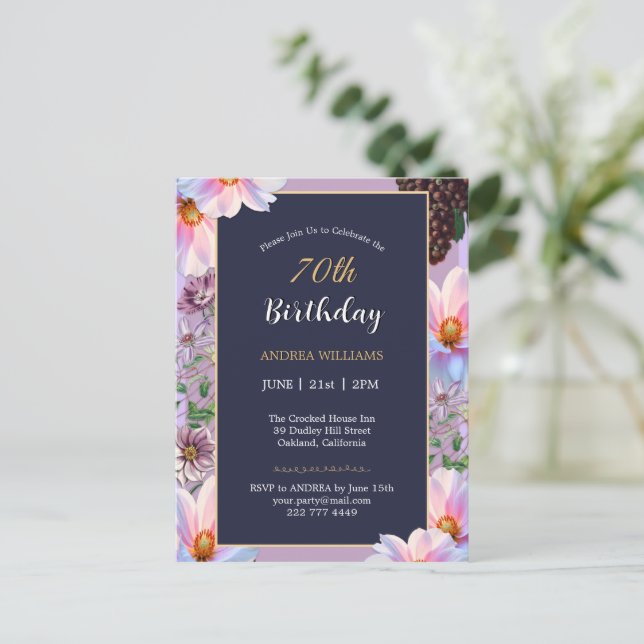 70:e födelsedagen Festive Vår Flower Vykort (Stående Fram)