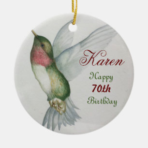 70:e födelsedagen Hummingbird Keepsaké Watercolo Julgransprydnad Keramik
