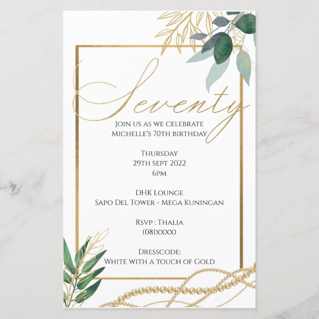 70:e födelsedagen - inbjudan (Framsida)