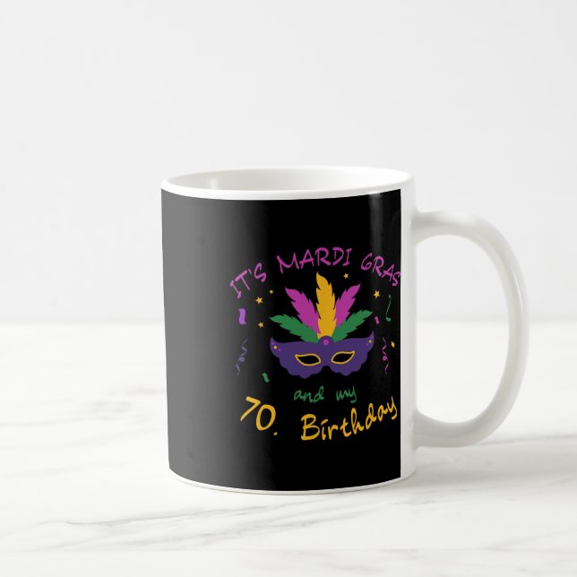 70:e födelsedagen Mardi Gras Carnival Firande Shir Kaffemugg (Höger)