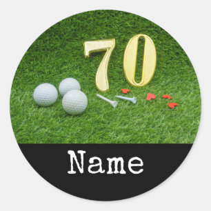 70:e födelsedagen med golf boll och garanti på grö runt klistermärke
