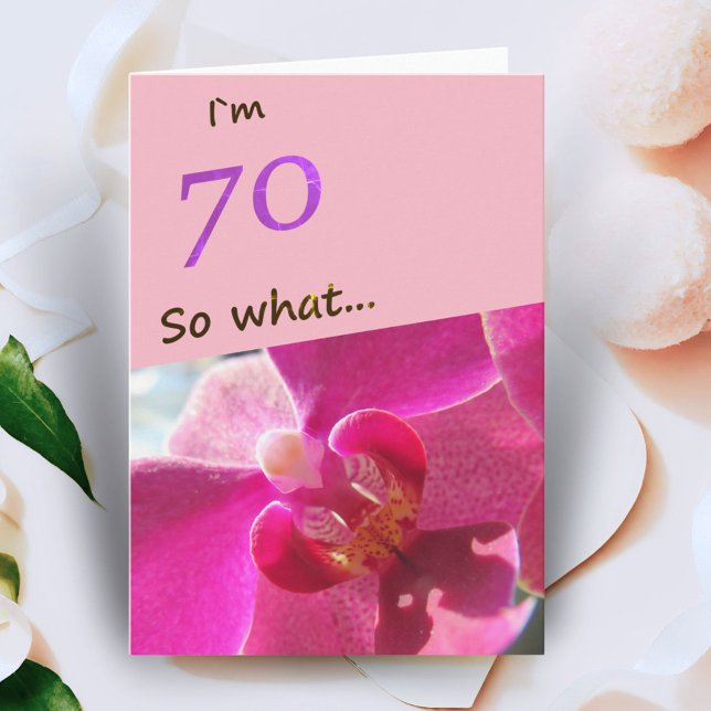 70:e födelsedagen med Rosa Orchid Funny Kort (Skapare uppladdad)