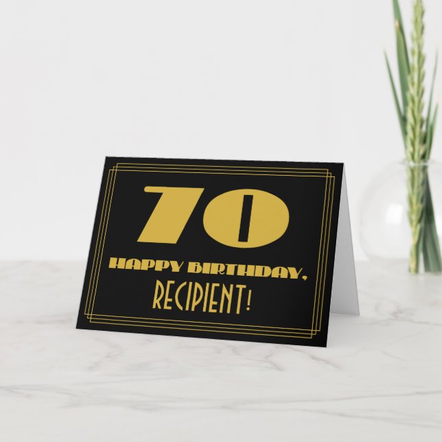 70:e födelsedagen: Namn + Art Deco Inspired (70) Kort (Framsida)