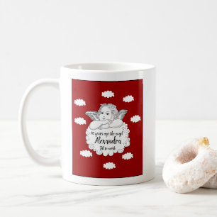 70:e födelsedagen: Red Christian Angel Add Namn Fr Kaffemugg