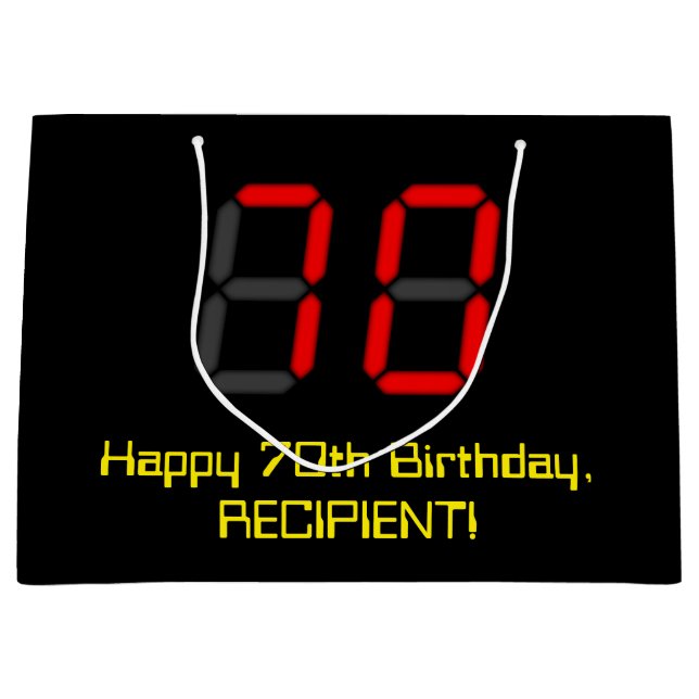 70:e födelsedagen: Red Digital Clock Stil "70" + N (Framsidan)