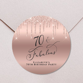 70:e födelsedagen Ro Guld Glitter Runt Klistermärke