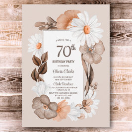 70:e födelsedagen Rustic Boho Blommigt Party Inbjudningar