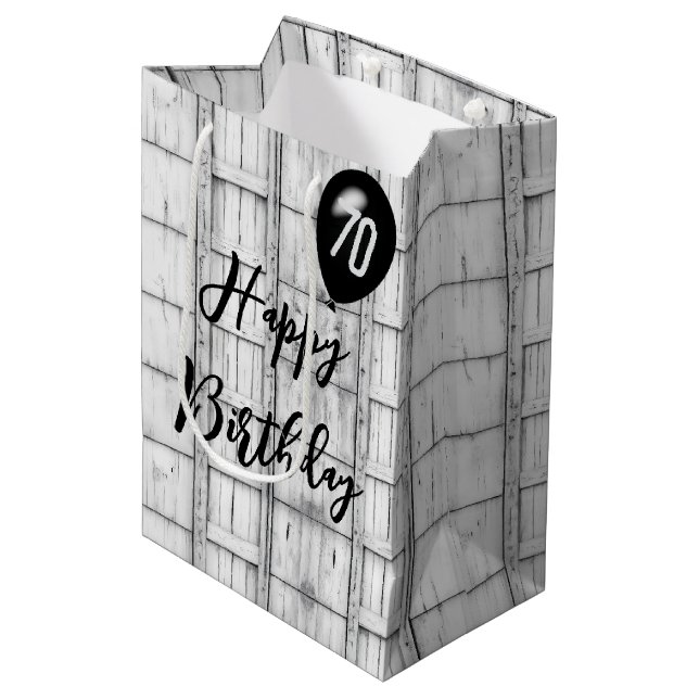 70:e födelsedagen Symmetrical Rustic Wood Mönster (Framsidan Vinklad)