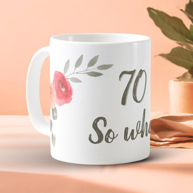 70:e födelsedagets inspirationerande vattenfärgsBl Kaffemugg (Skapare uppladdad)