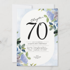 70:e födelsedagsblå Blommigt Inbjudningar
