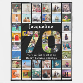 70:e födelsedagsfamiljens fotomall stor fleecefilt