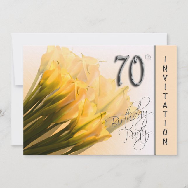 70:e Födelsedagsfest inbjudan - Calla Lilies (Framsida)
