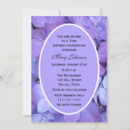 70:e Födelsedagsfest inbjudan Hydrangea