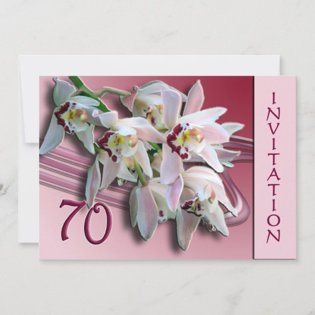 70:e Födelsedagsfest inbjudan - Orkidéer (Framsida)