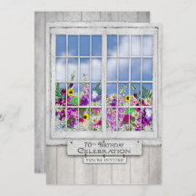 70:e Födelsedagsfest inbjudan, Rustic Window