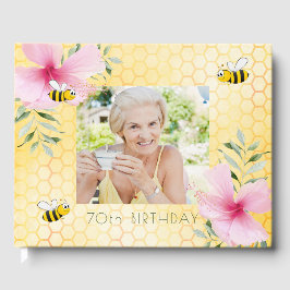 70:e födelsedagsfesten Bina honeycomb blommigt fot Gästböcker