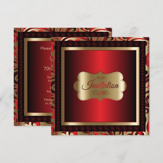 70:e Födelsedagsfesten | DIG-text Inbjudningar (Fram/baksida)