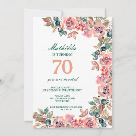 70:e födelsedagsfesten färglösa pastellblommor inbjudningar