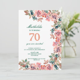 70:e födelsedagsfesten färglösa pastellblommor inbjudningar